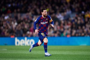 BARCELONA, SPAIN - MARCH 07: Lionel Messi of FC Barcelona runs during the Liga match between FC Barcelona and Real Sociedad at Camp Nou on March 07, 2020 in Barcelona, Spain. (Photo by Alex Caparros/Getty Images)